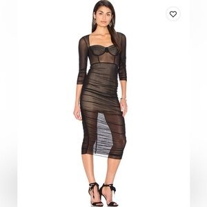 Majorelle‎ Royale Sheer Meshed Ruched Midi Dress NWOT Never worn!